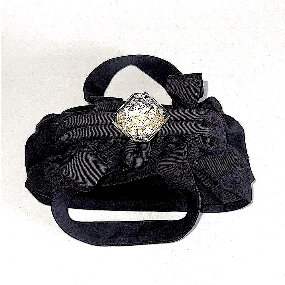 Vintage Elegant Navy Blue Evening Bag with Acrylic Clasp Closure